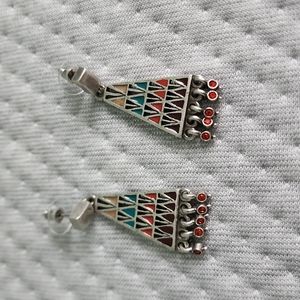 Pyramid Triangle metal earrings